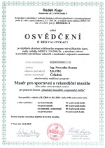 Osvědčení - sportovní a relaxační masáže